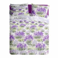 Lenjerie de pat pentru doua persoane din Bumbac 100% Creponat Lavender - 4 piese